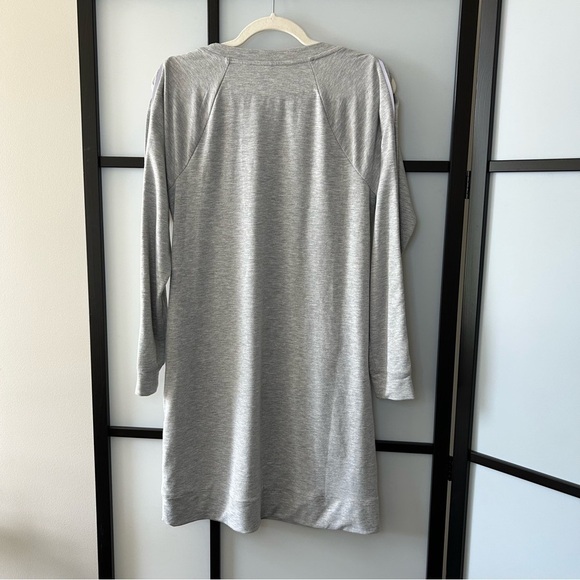 [S] Kyodan Women’s Cozy Fall Light Grey Rip Snap Button Long Sleeve Midi Dress - Picture 5 of 11